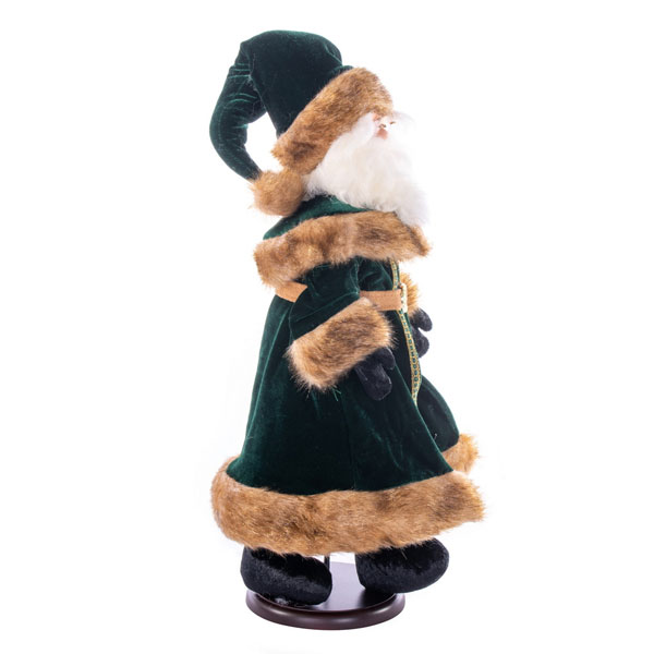 18" Green Velvet Santa Doll with Stand - Image 3